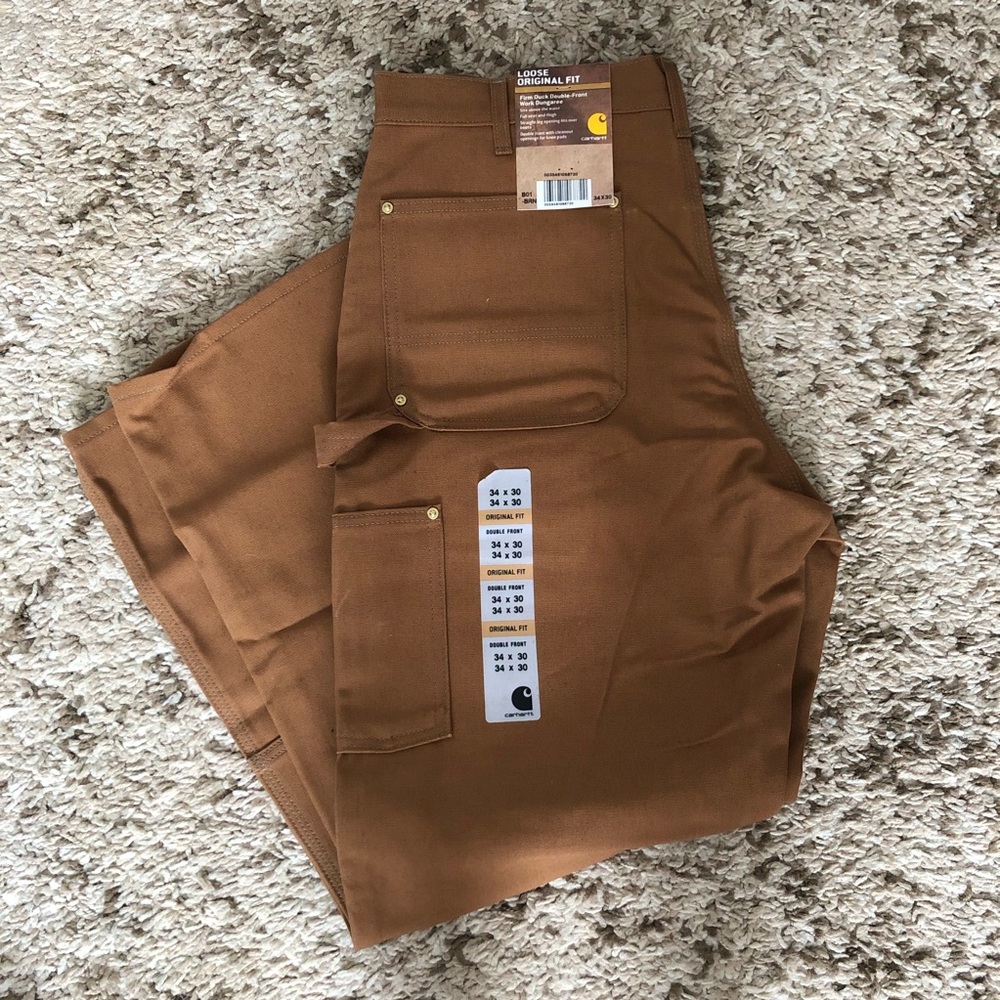 NWT Carhartt Firm Duck Double-Front Dungaree 34x30